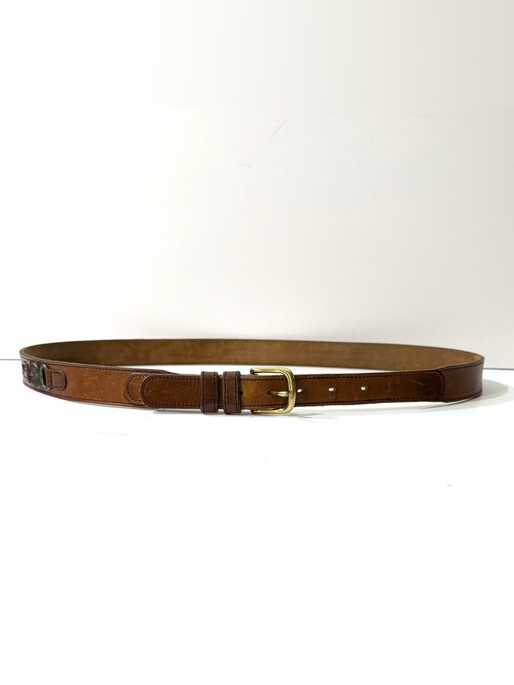 Vintage Dockers 1 1/16” Leather Belt with Solid Brass Buckle